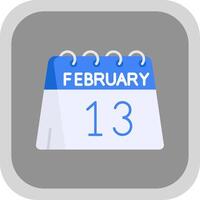 13th of February Flat Round Corner Icon vector