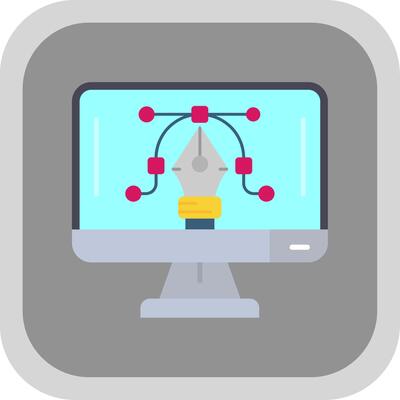 Graphic editor Flat Round Corner Icon