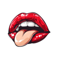 ai generado labios con lengua en transparente antecedentes - ai generado png