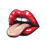 ai generado labios con lengua en transparente antecedentes - ai generado png