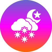 Night Snow Glyph Gradient Circle Icon vector