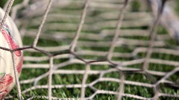 soccer ball in the goal net, goal, movement video