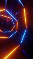 Colorful abstract tunnel with neon lights. Infinitely looping animation video