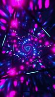 néon tunnel vol par vibrant couleurs. verticale en boucle animation video