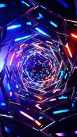 Very colorful and futuristic looking object with lights in it. Vertical looped animation video