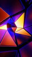 Colorful abstract design with yellow and purple triangle. Vertical looped animation video