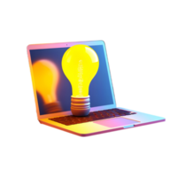 AI generated Png of Laptop with Bulb against transparent Background