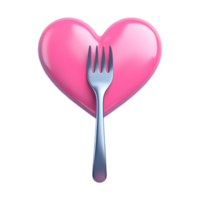 AI generated Png of Heart with Fork against transparent Background