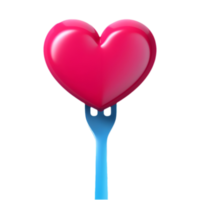 AI generated Png of Heart with Fork against transparent Background