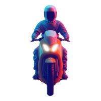 AI generated Png of front view of biker riding a motorcycle against transparent Background