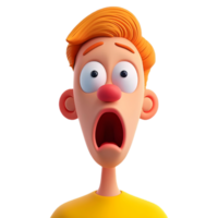 AI generated Png of cartoon man with wide open mouth against transparent Background