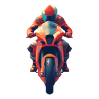 AI generated Png of front view of biker riding a motorcycle against transparent Background