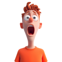 AI generated Png of cartoon man with wide open mouth against transparent Background