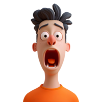 AI generated Png of cartoon man with wide open mouth against transparent Background