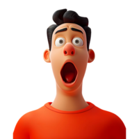 AI generated Png of cartoon man with wide open mouth against transparent Background