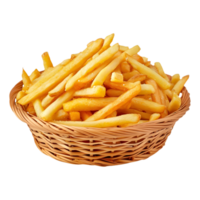 AI generated Png of Basket of fries against transparent Background