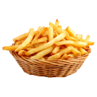 AI generated Png of Basket of fries against transparent Background