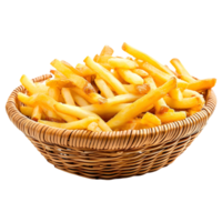 AI generated Png of Basket of fries against transparent Background