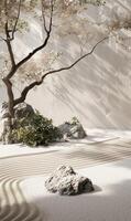 AI generated vertical background with zen garden photo
