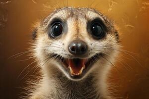 AI generated Close-up portrait of a meerkat. Funny animals. Generated by artificial intelligence photo