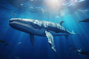 AI generated A humpback whale swims underwater. Generated by artificial intelligence photo