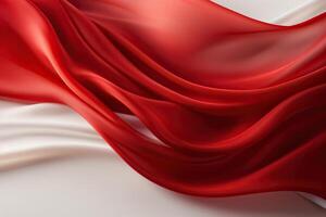 AI generated Red and white silk ribbons in an elegant curve. Abstract background. Generated by artificial intelligence photo