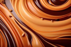 AI generated Background of mixed textures of chocolate and caramel. Generated by artificial intelligence photo