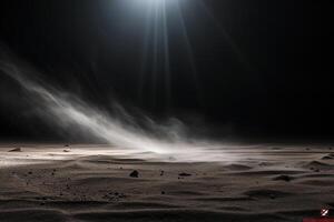 ai generado el viento golpes enorme nubes de polvo a través de el Desierto a noche. generado por artificial inteligencia foto