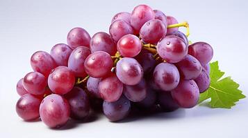 AI generated A bunch of ripe red grapes on a white background. Generated by artificial intelligence photo