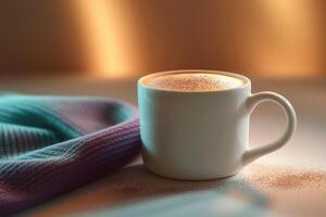 AI generated Hot cappuccino brings refreshment and relaxation in an empty studio photo