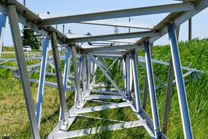 Assembly and installation of new support of a power line photo