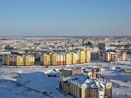The northern northern city of Salekhard. Single-storey houses an photo