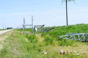 Assembly and installation of new support of a power line photo