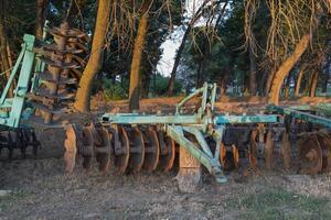 Disk harrow. Agricultural machinery photo