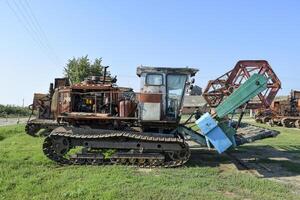 Combine harvesters. Agricultural machinery. photo