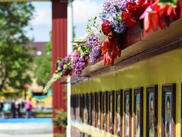 Board of memory near the monument dedicated to the winners in the Great Patriotic War. photo