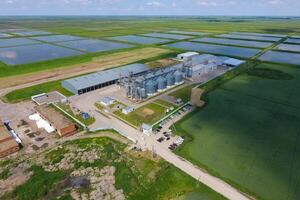 Plant for the drying and storage of grain. Top view. Grain terminal. photo