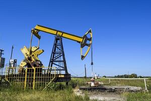 Pumping unit as the oil pump installed on a well photo