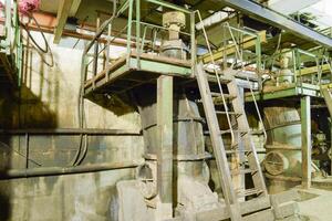 Basement of a water pumping station. Abandoned post-apocalyptic photo