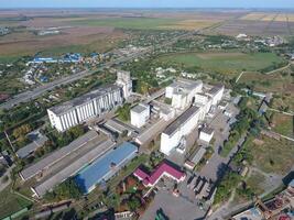 Top view of a silo elevator. Aerophotographing industrial object. photo