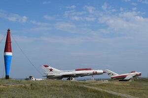 Museum copy of the aircraft. Monument of fighter aircraft. photo