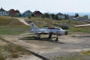 Museum copy of the aircraft. Monument of fighter aircraft. photo