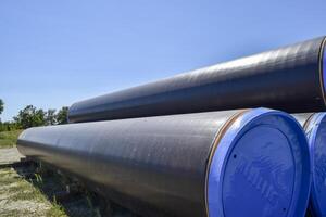 The gas pipeline, pipes prior to assembly photo