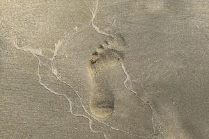 siguiente el humano pie en arena foto