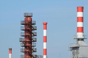 Pipes refinery furnaces and distillation column photo