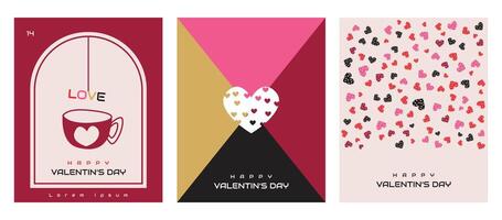 contento San Valentín día resumen saludo póster diseño vector