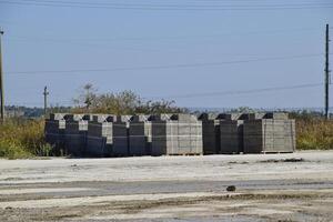 Cinder blocks, which lie in the bays. Storage cinder block photo