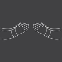 Two hands clapping isolated on black and white or grayscale background. two hands reaching out to each other in islamic gesture tradition. Vector illustration in flat style.