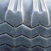 Hoarfrost on a rubber tire wheel photo