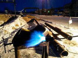 The heating pipe fragment. Area rotate the pipe. Preparing for Installation photo